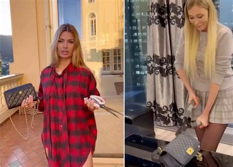 russian influencers cut up chanel bags|Russian Celebrities and Influencers Destroy Chanel Bags in .